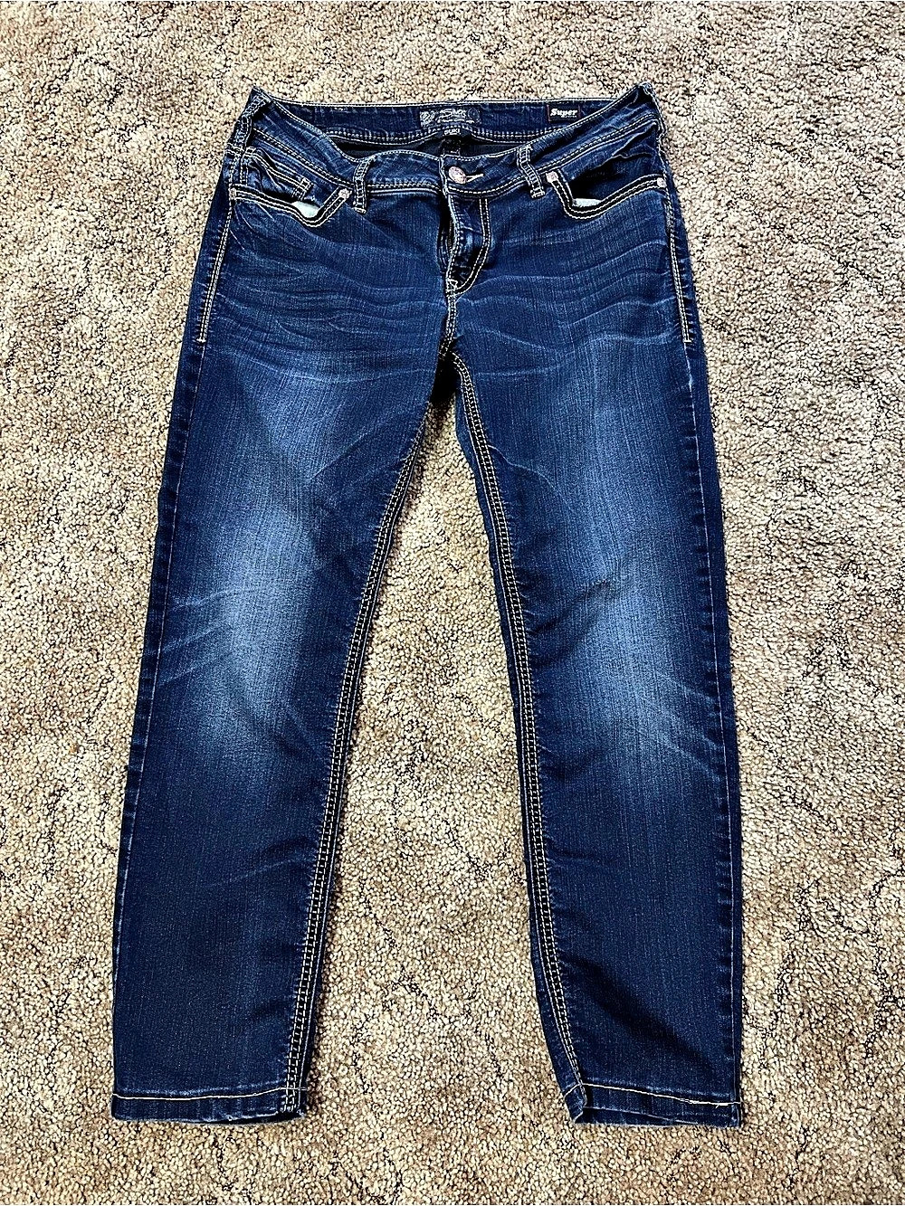 Silver Jeans Co. Suki Mid Skinny Super Stretch Jeans. Blue Waist 34 Length 33